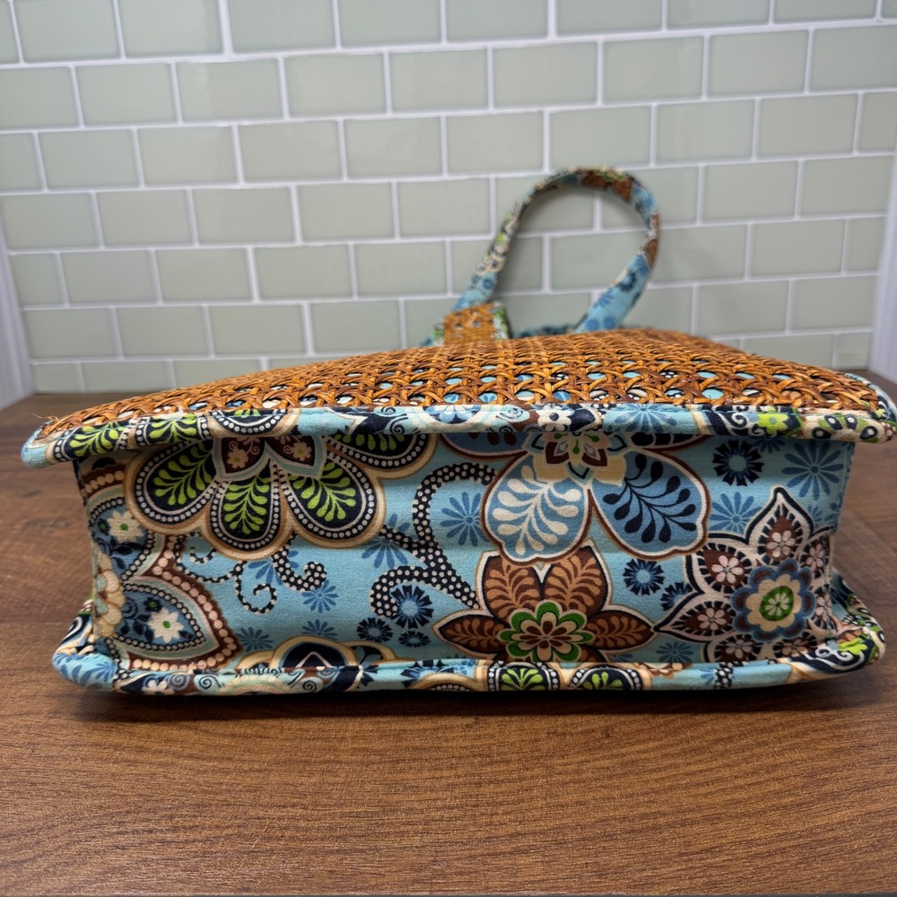 Vera Bradley Bali Blue Tiki Tote Rattan Straw Beach Bag Retired 2009 - Picture 7 of 16